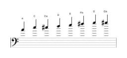 Noten der Tonleiter A Kafi Raga in drei Oktaven (4)