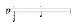 Noten der Note D in mehreren Oktaven (1)