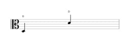Noten der Note D in mehreren Oktaven (3)