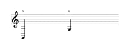 Noten der Note G in mehreren Oktaven (2)