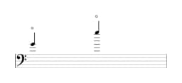 Noten der Note G in mehreren Oktaven (4)