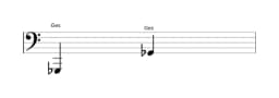 Noten der Note Ges in mehreren Oktaven (1)