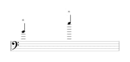 Noten der Note H in mehreren Oktaven (4)