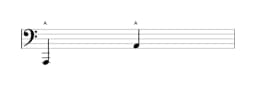 Sheet music of the note A in multiple octaves (1)