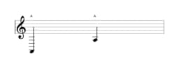 Sheet music of the note A in multiple octaves (2)