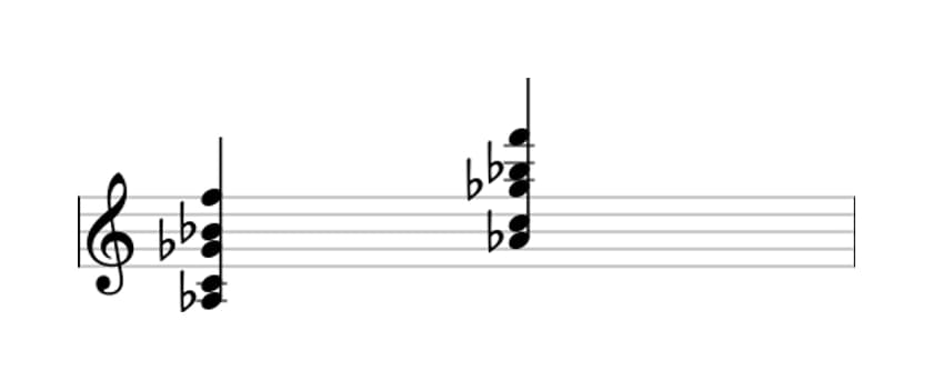 Sheet music of A flat Dominant thirteenth no fifth in three octaves (3)