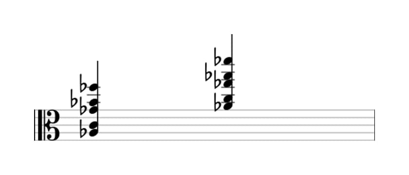 Sheet music of A flat Dominant ninth flat thirteenth in three octaves (3)