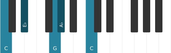 Piano voicing of chord A flat Major seventh - 3