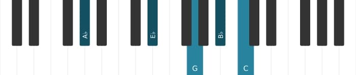 Piano voicing of chord A flat Major ninth - 1