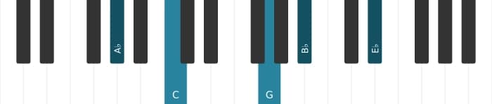 Piano voicing of chord A flat Major ninth - 2
