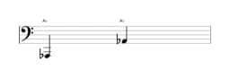 Sheet music of the note A flat in multiple octaves (1)