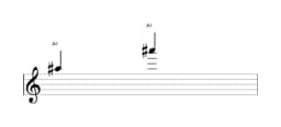 Sheet music of the note A sharp in multiple octaves (5)
