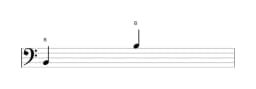 Sheet music of the note B in multiple octaves (2)