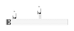 Sheet music of the note B flat in multiple octaves (4)
