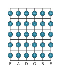 Guitar scale for C Chromatic in position 5