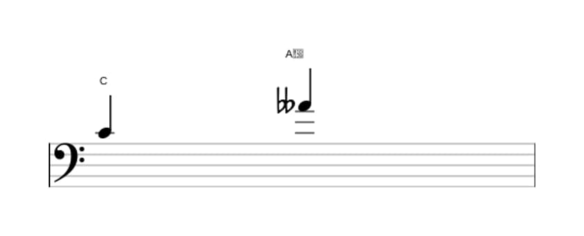 Sheet music of the Diminished sixt interval in three octaves (4)