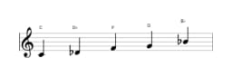 Sheet music of the C In-sen scale in three octaves (4)