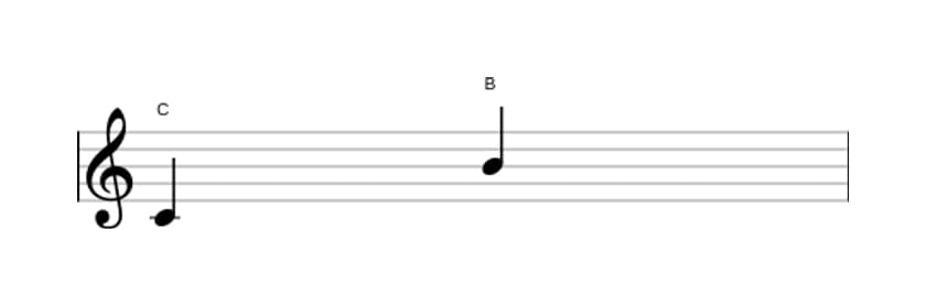 Sheet music of the Major seventh interval in three octaves (4)