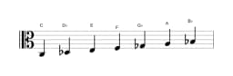 Sheet music of the C Oriental scale in three octaves (3)