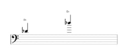 Sheet music of the note D flat in multiple octaves (4)