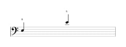 Sheet music of the note E in multiple octaves (3)