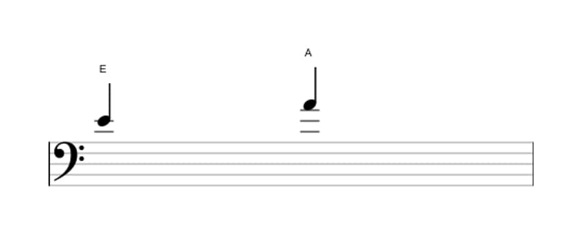 Sheet music of the Perfect fourth interval in three octaves (4)