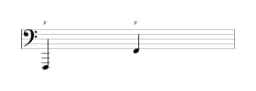 Sheet music of the note F in multiple octaves (1)
