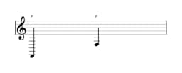 Sheet music of the note F in multiple octaves (2)
