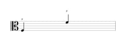 Sheet music of the note F in multiple octaves (3)