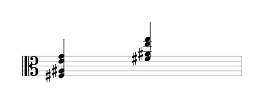 Sheet music of F sharp Altered seventh in three octaves (3)