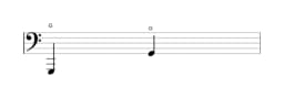 Sheet music of the note G in multiple octaves (1)