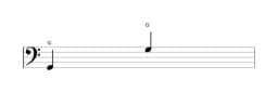 Sheet music of the note G in multiple octaves (2)
