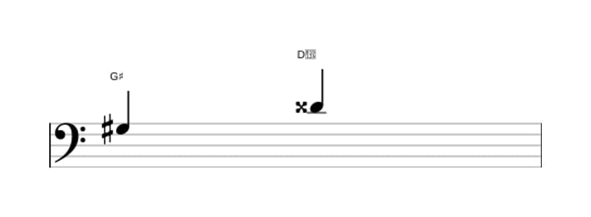 Sheet music of the Augmented fifth interval in three octaves (3)
