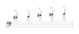 Sheet music of the G sharp Kumoijoshi scale in three octaves (4)