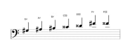 Sheet music of the G sharp Leading whole tone scale in three octaves (3)