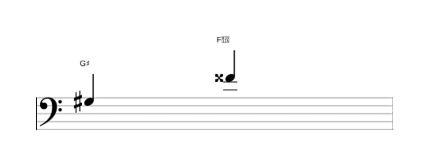Sheet music of the Major seventh interval in three octaves (3)