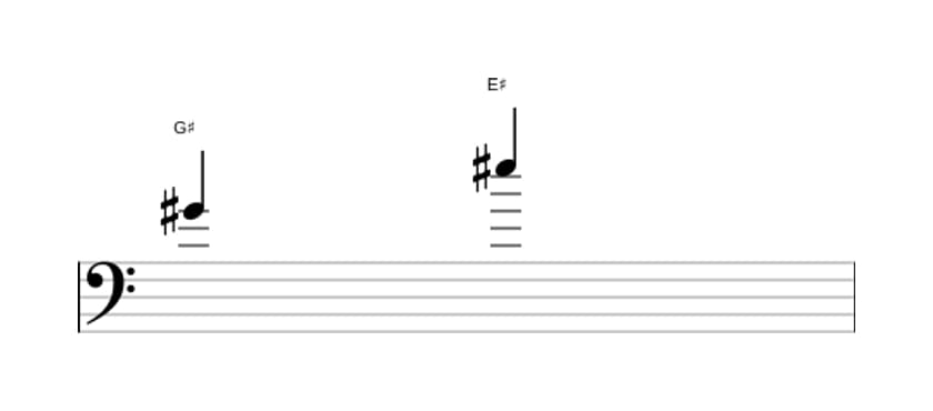 Sheet music of the Major sixth interval in three octaves (4)
