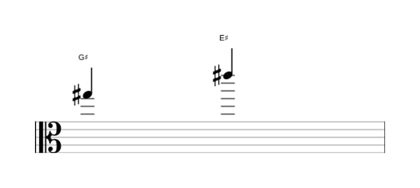 Sheet music of the Major sixth interval in three octaves (5)