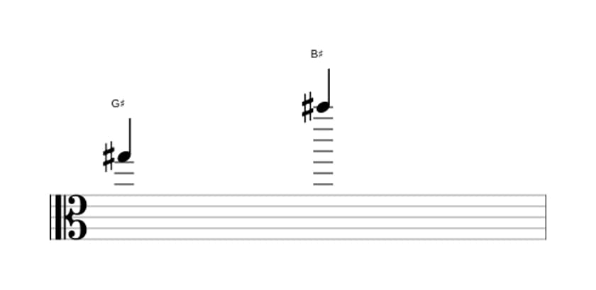 Sheet music of the Major tenth interval in three octaves (5)