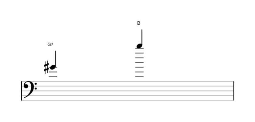 Sheet music of the Minor tenth interval in three octaves (4)
