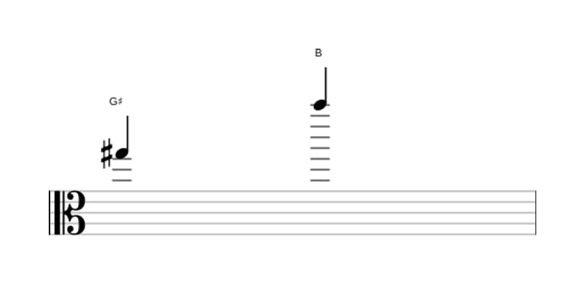 Sheet music of the Minor tenth interval in three octaves (5)