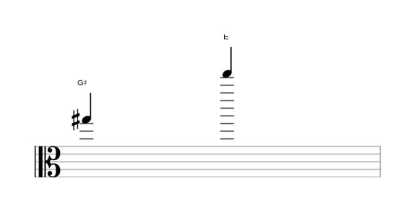 Sheet music of the Minor thirteenth interval in three octaves (5)