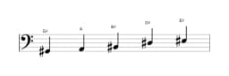Sheet music of the G sharp Scriabin scale in three octaves (2)