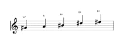 Sheet music of the G sharp Scriabin scale in three octaves (4)