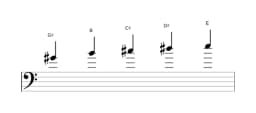 Sheet music of the G sharp Vietnamese one scale in three octaves (4)