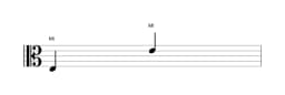 Partitura de la nota Mi en múltiples octavas (3)