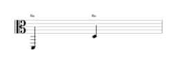 Partitura de la nota Re en múltiples octavas (2)