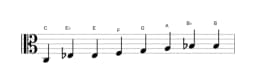 Bladmuziek van de C Kafi raga toonladder in drie octaven (3)