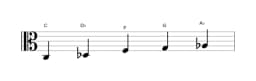 Bladmuziek van de C Kumoijoshi toonladder in drie octaven (3)