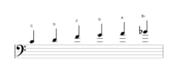 Bladmuziek van de C Piongio toonladder in drie octaven (4)
